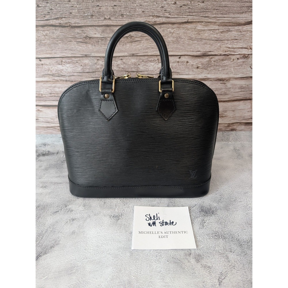 Louis Vuitton Black Epi Leather Alma PM Authenticated.